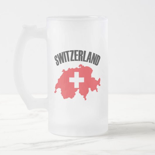 スイス国旗 フロストグラスビールジョッキ (左)