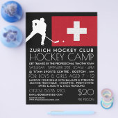 スイス国旗、ホッケープレーヤー、キャンプズフ広告ライヤー チラシ (シングル)