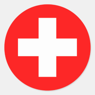 スイス国旗 ラウンドシール