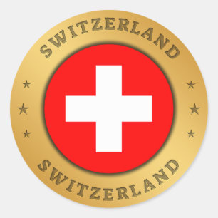 スイス国旗 ラウンドシール