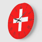 スイス国旗 ラージ壁時計 (傾斜)
