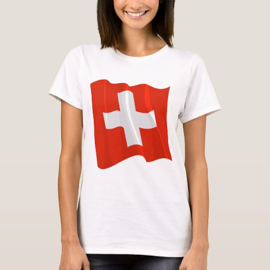スイス国旗 レディースTシャツ Tシャツ (正面)
