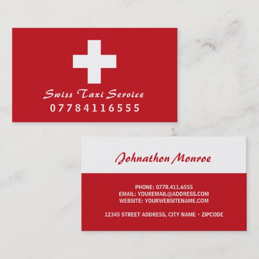 スイス国旗 名刺 (正面/裏面)