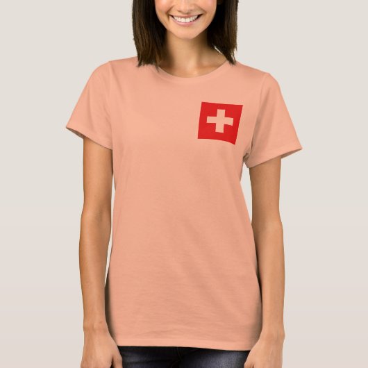 スイス国旗+地図Tシャツ Tシャツ (正面)