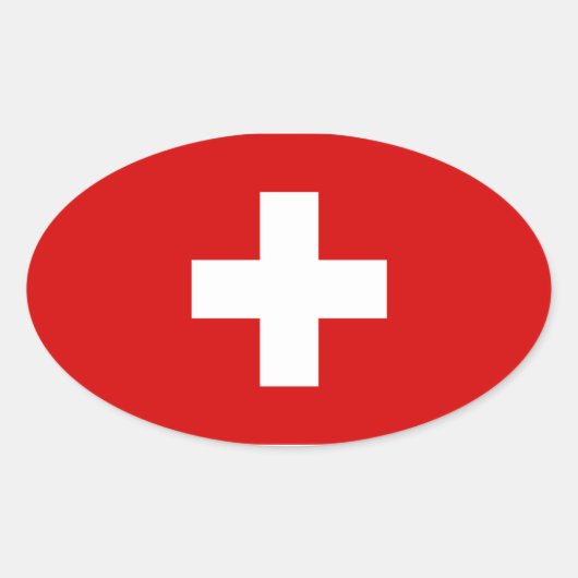 スイス国旗 楕円形シール (正面)