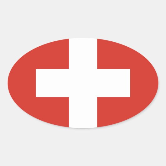 スイス国旗 楕円形シール (正面)