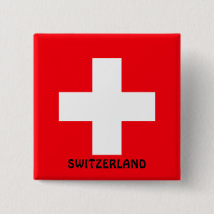スイス国旗  缶バッジ