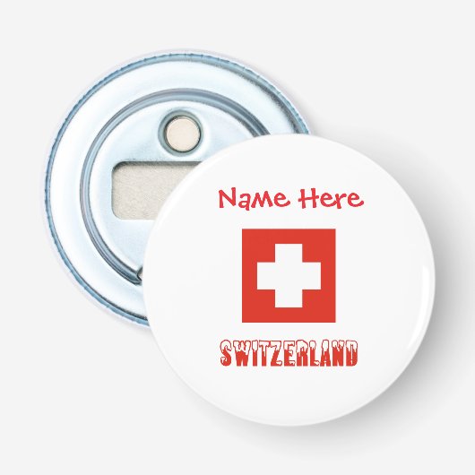 スイス国旗 赤 パーソナライズ 栓抜き (正面)
