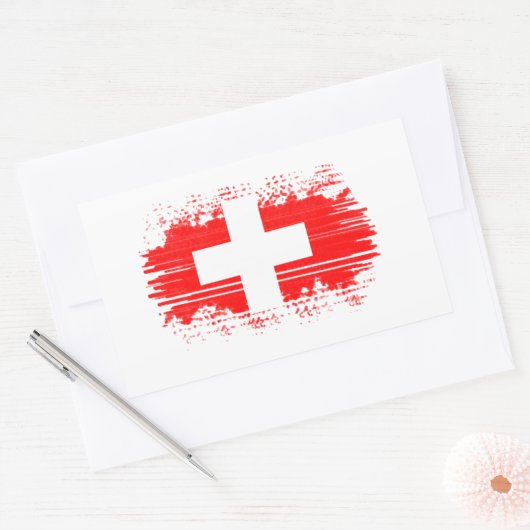 スイス国旗 長方形シール (封筒)