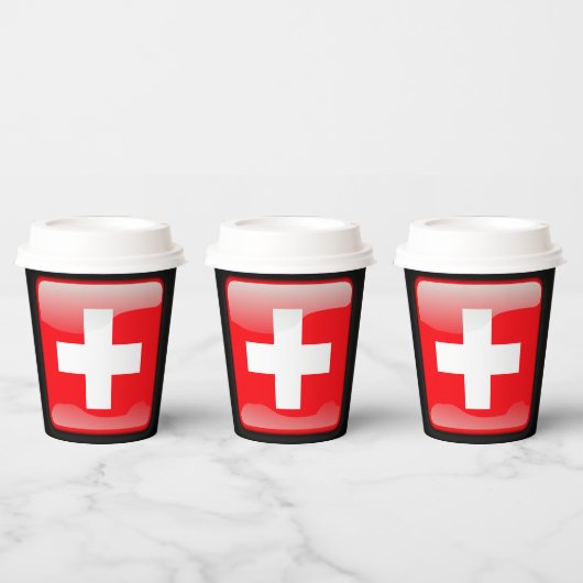 スイス国旗_of_Switzerland 紙コップ (複数)