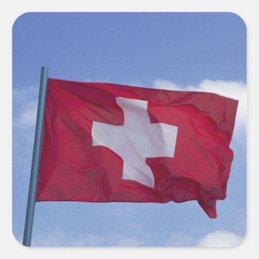 スイス国旗 RF) スクエアシール (正面)