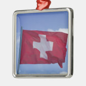 スイス国旗 RF) メタルオーナメント (左)