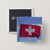 スイス国旗 RF) 缶バッジ (正面&裏面)