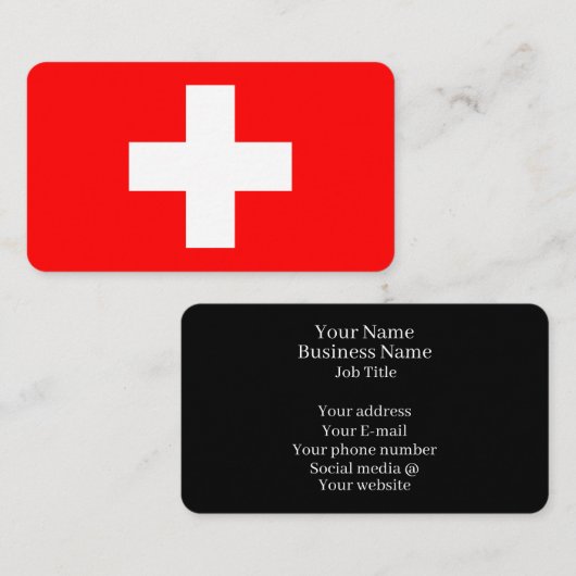 スイス国旗 Schweiz スイス ヨーロッパ 名刺 (正面/裏面)