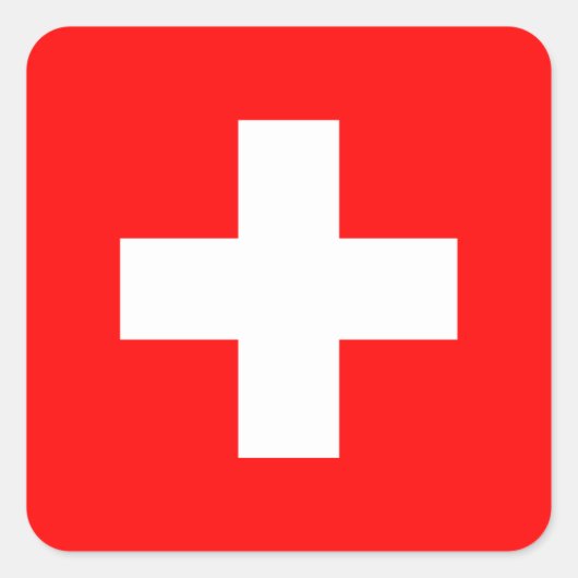 スイス国旗I愛スイス赤と白 スクエアシール (正面)