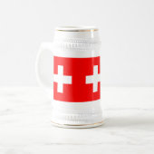 スイス国旗Schweizスイス ビールジョッキ (正面左)