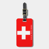 スイス国旗Schweizスイス ラゲッジタグ (正面縦)