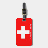 スイス国旗Schweizスイス ラゲッジタグ (正面縦)