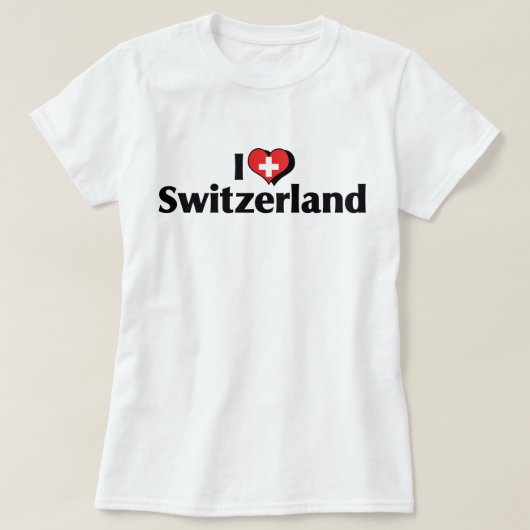 スイス国旗Tシャツ 愛してる Tシャツ (デザイン正面)