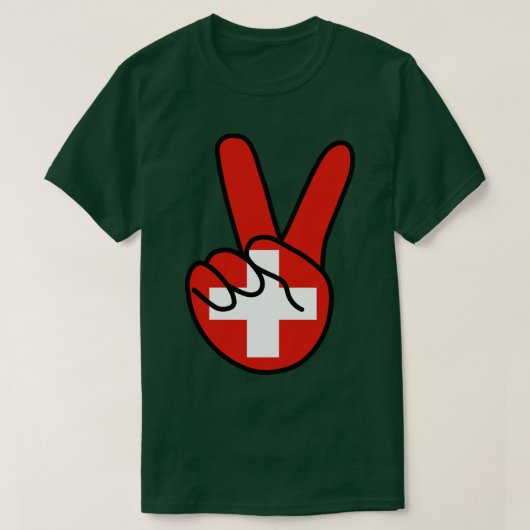 スイス国旗V記号 Tシャツ (デザイン正面)