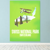 スイス国立公園スイスの地図 キャンバスプリント (インサイチュ (ウッドフロア))