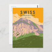 スイス国立公園スイスヴィンテージ ポストカード (正面/裏面)
