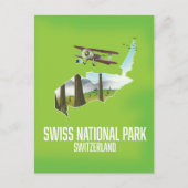 スイス国立公園、スイスの地図 ポストカード (正面)
