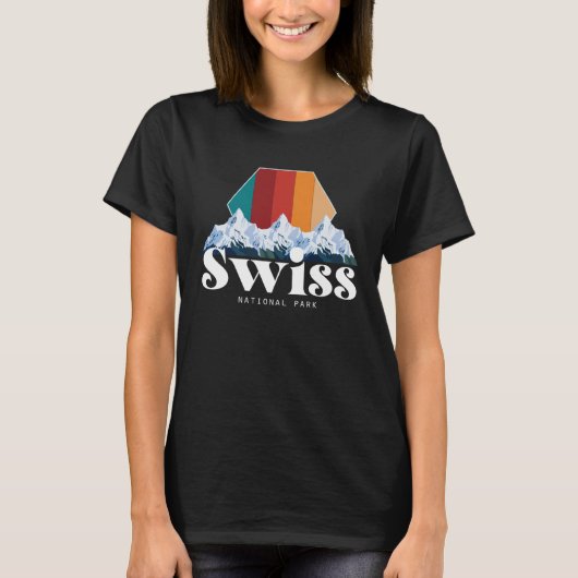 スイス国立公園 ハイキング スイス お土産 モ Tシャツ (正面)