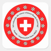 スイス国立日スイス国旗Edelweiss スクエアシール (正面)