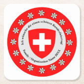 スイス国立日スイス国旗Edelweiss スクエアペーパーコースター (正面)