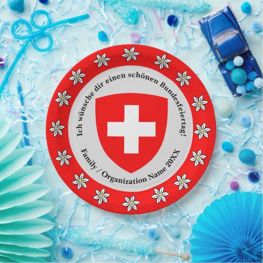 スイス国立日スイス国旗Edelweiss ペーパープレート (パーティー)