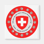 スイス国立日スイス国旗Edelweiss マグネット (正面)