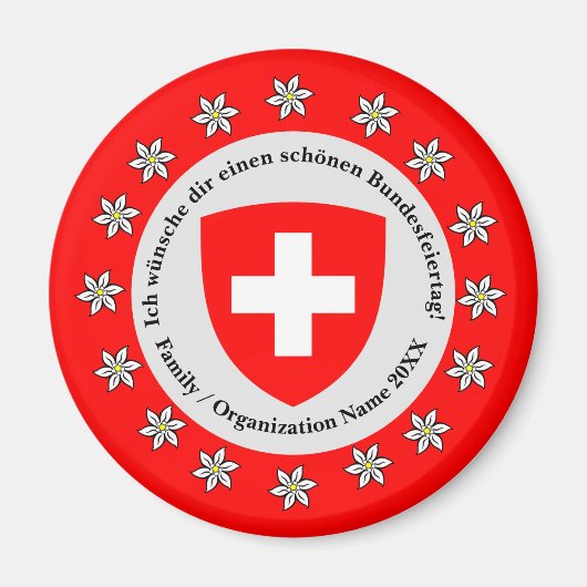 スイス国立日スイス国旗Edelweiss マグネット (正面)
