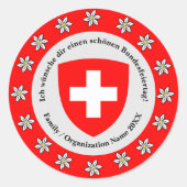 スイス国立日スイス国旗Edelweiss ラウンドシール (正面)