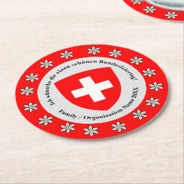 スイス国立日スイス国旗Edelweiss ラウンドペーパーコースター
