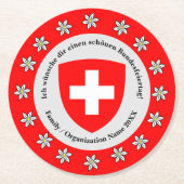 スイス国立日スイス国旗Edelweiss ラウンドペーパーコースター (正面)