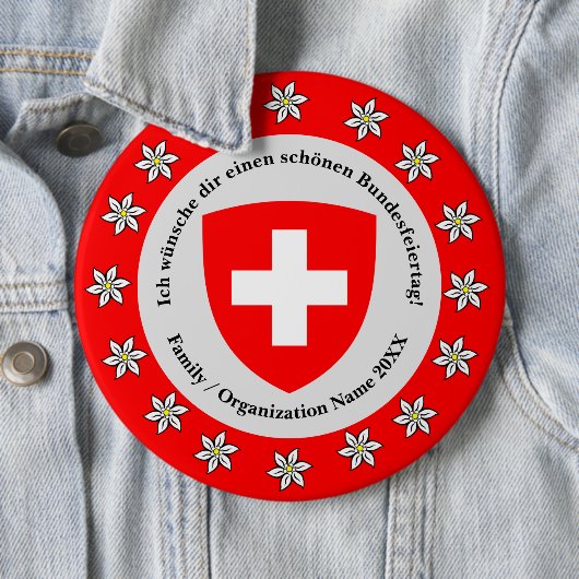 スイス国立日スイス国旗Edelweiss 缶バッジ (インサイチュ)
