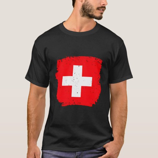 スイス国誇りを持った旗 Tシャツ (正面)