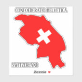 スイス国魅力的国国旗の地図 シール (シート)