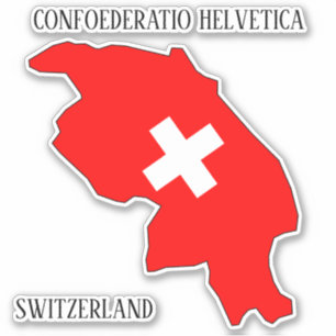 スイス国魅力的国国旗の地図 シール