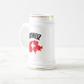 スイス地図と国旗 ビールジョッキ (正面左)