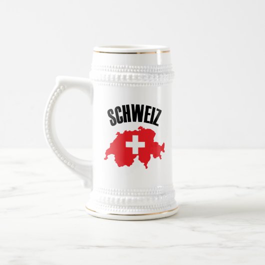 スイス地図と国旗 ビールジョッキ (左)