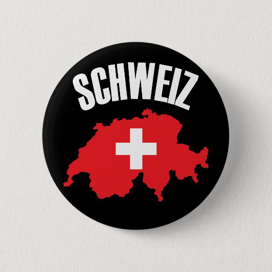 スイス地図と国旗 缶バッジ (正面)