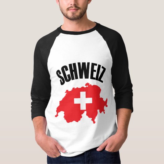 スイス地図と国旗 Tシャツ (正面)
