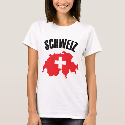 スイス地図と国旗 Tシャツ (正面)
