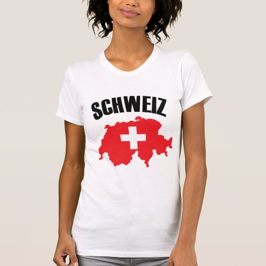 スイス地図と国旗 Tシャツ (正面)
