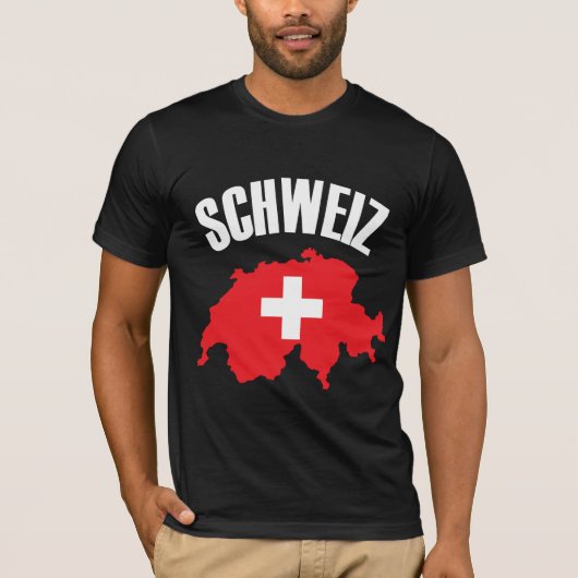 スイス地図と国旗 Tシャツ (正面)