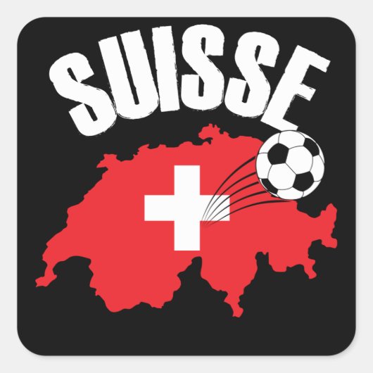 スイス地図サッカー スクエアシール (正面)