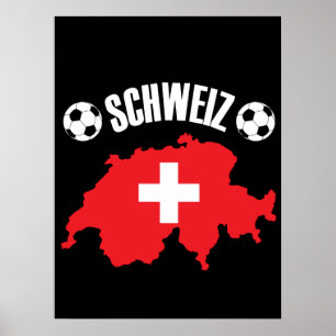 スイス地図サッカー ポスター