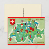 スイス地図ポストカード ポストカード (正面/裏面)